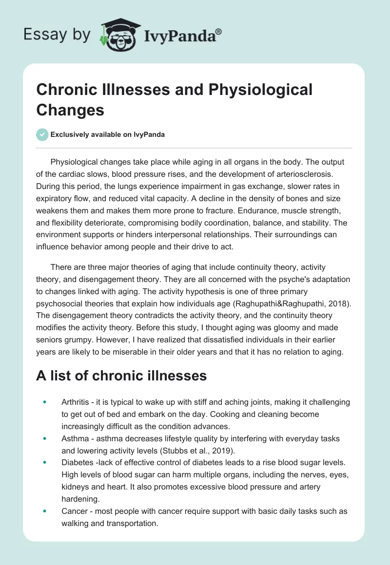 Chronic Illnesses and Physiological Changes. Page 1