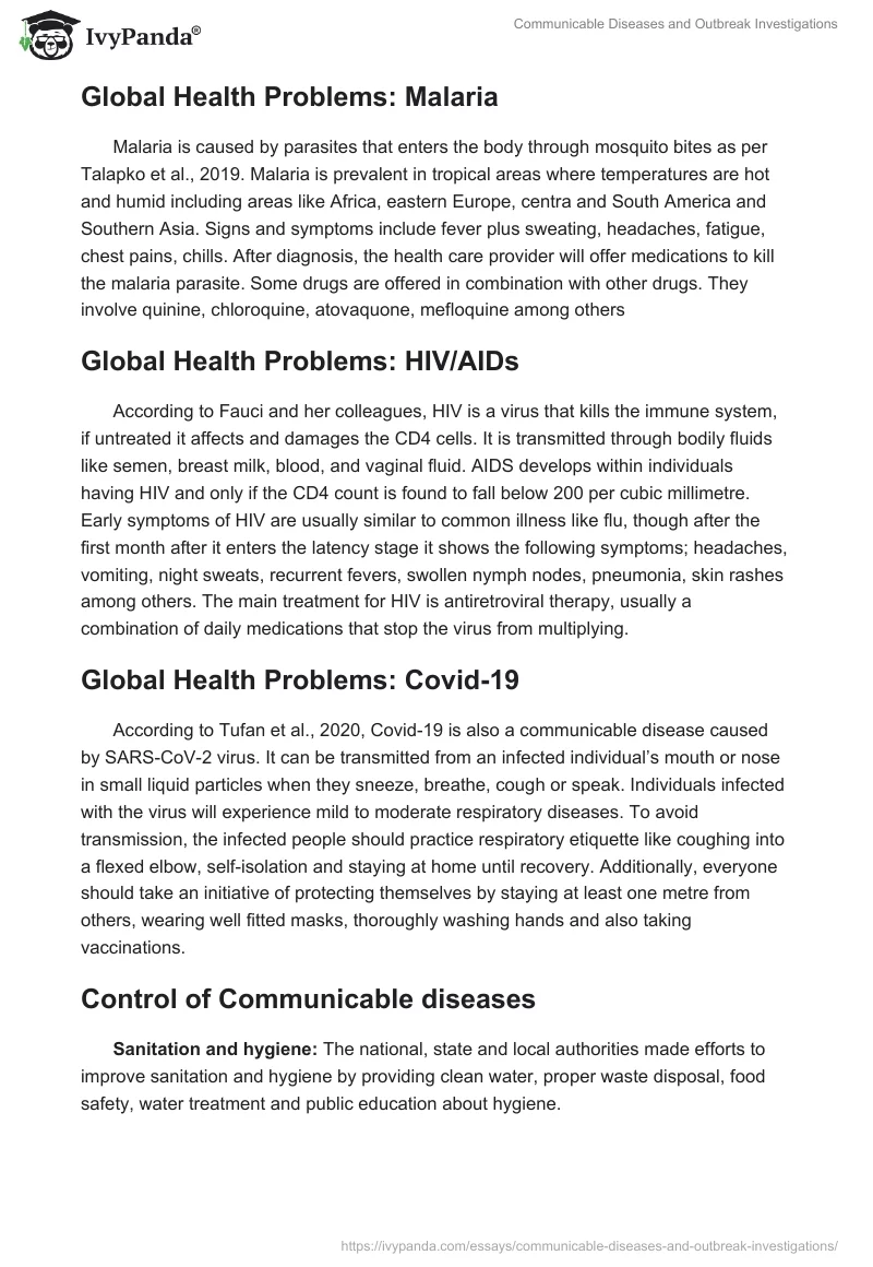 Communicable Diseases and Outbreak Investigations. Page 2