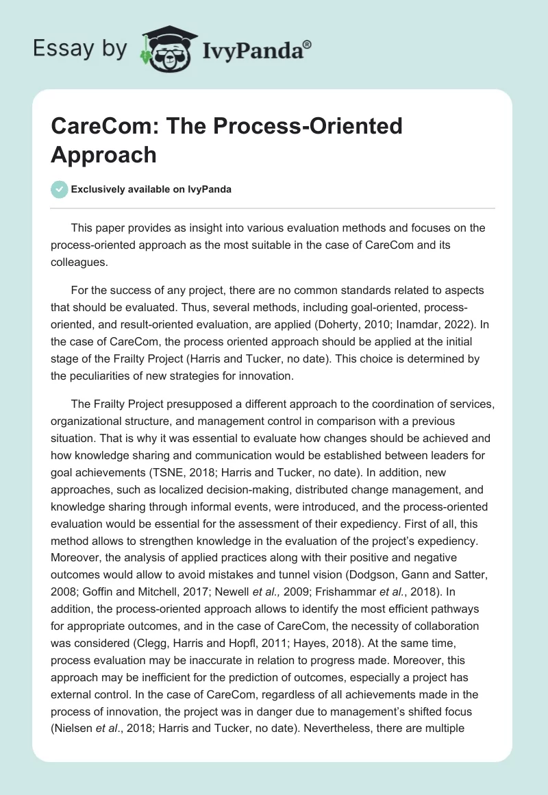 CareCom: The Process-Oriented Approach. Page 1