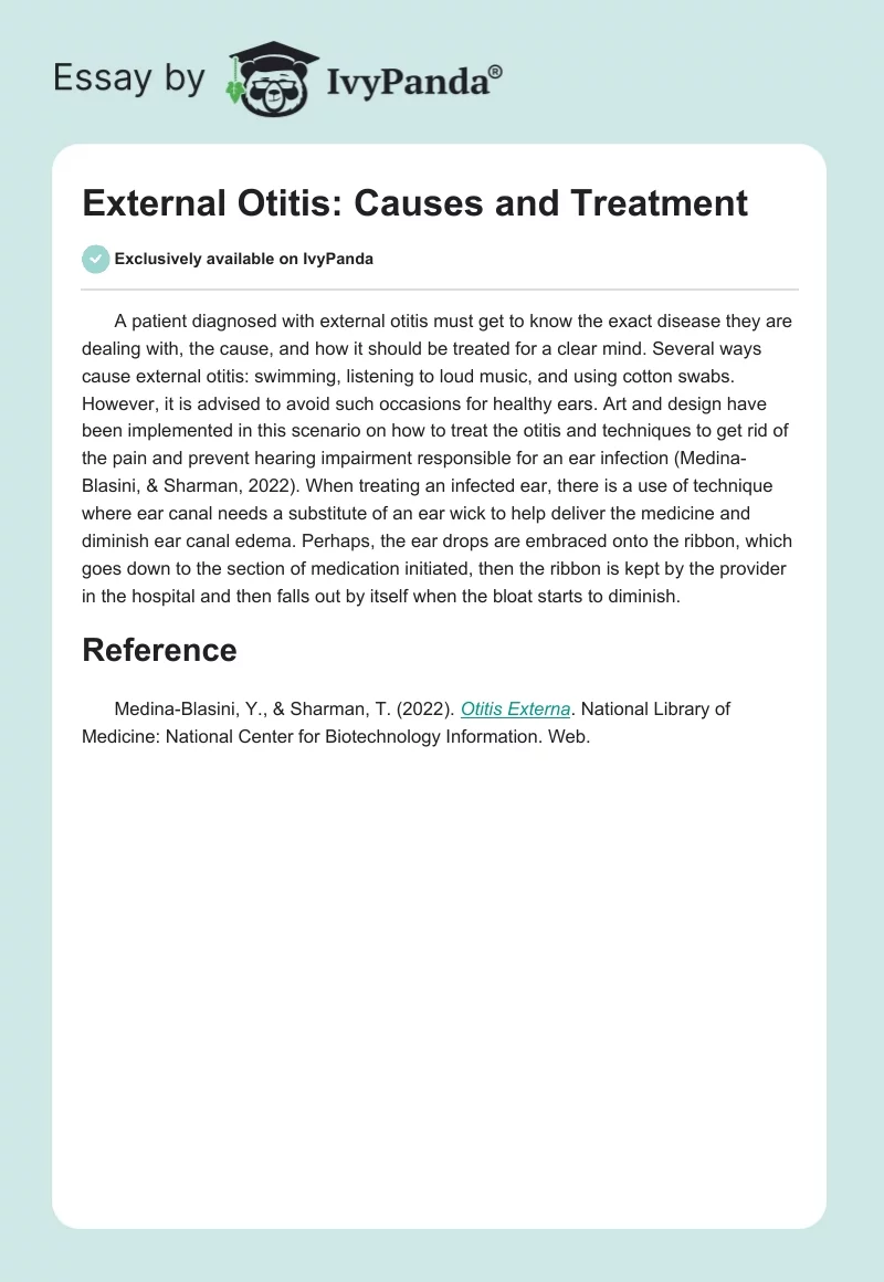 External Otitis: Causes and Treatment. Page 1