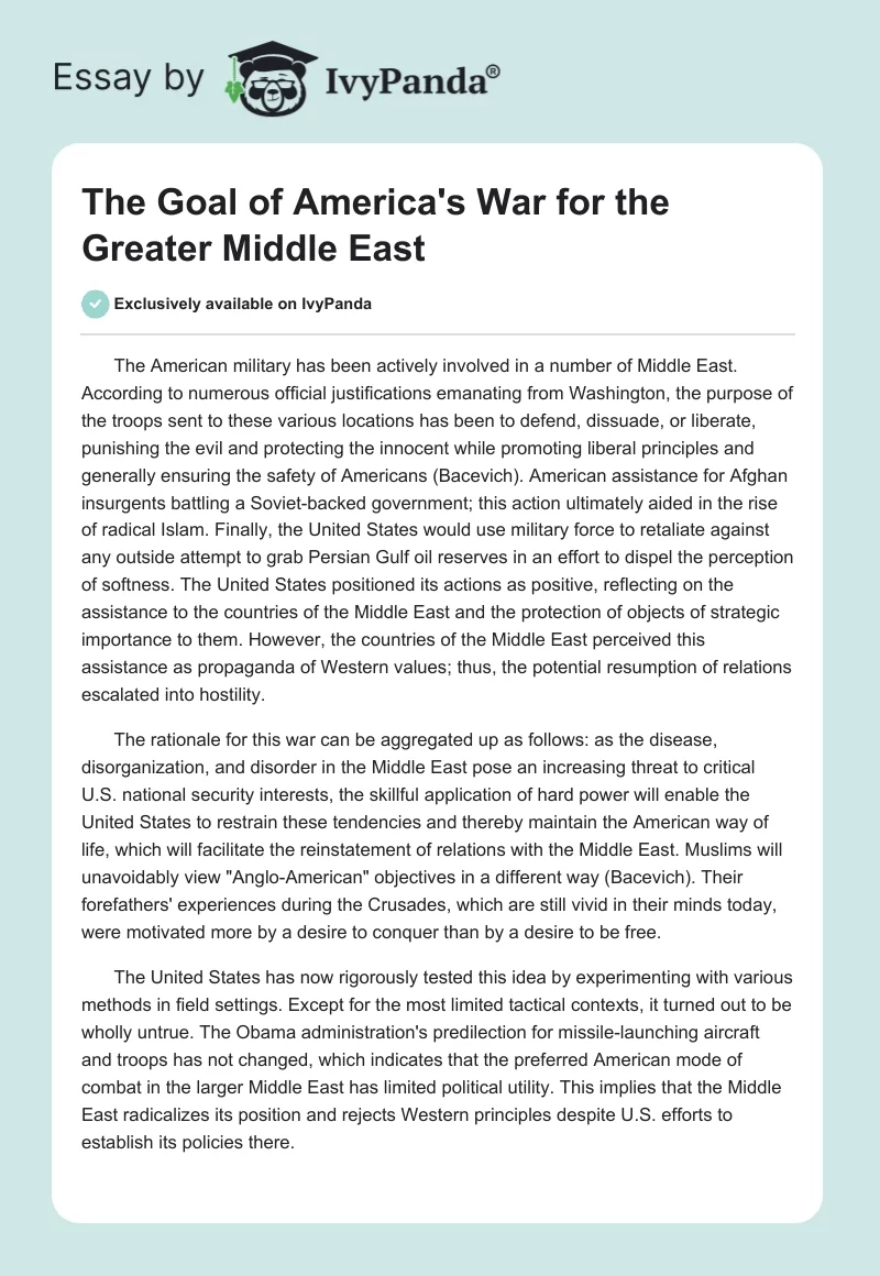 The Goal of America's War for the Greater Middle East. Page 1