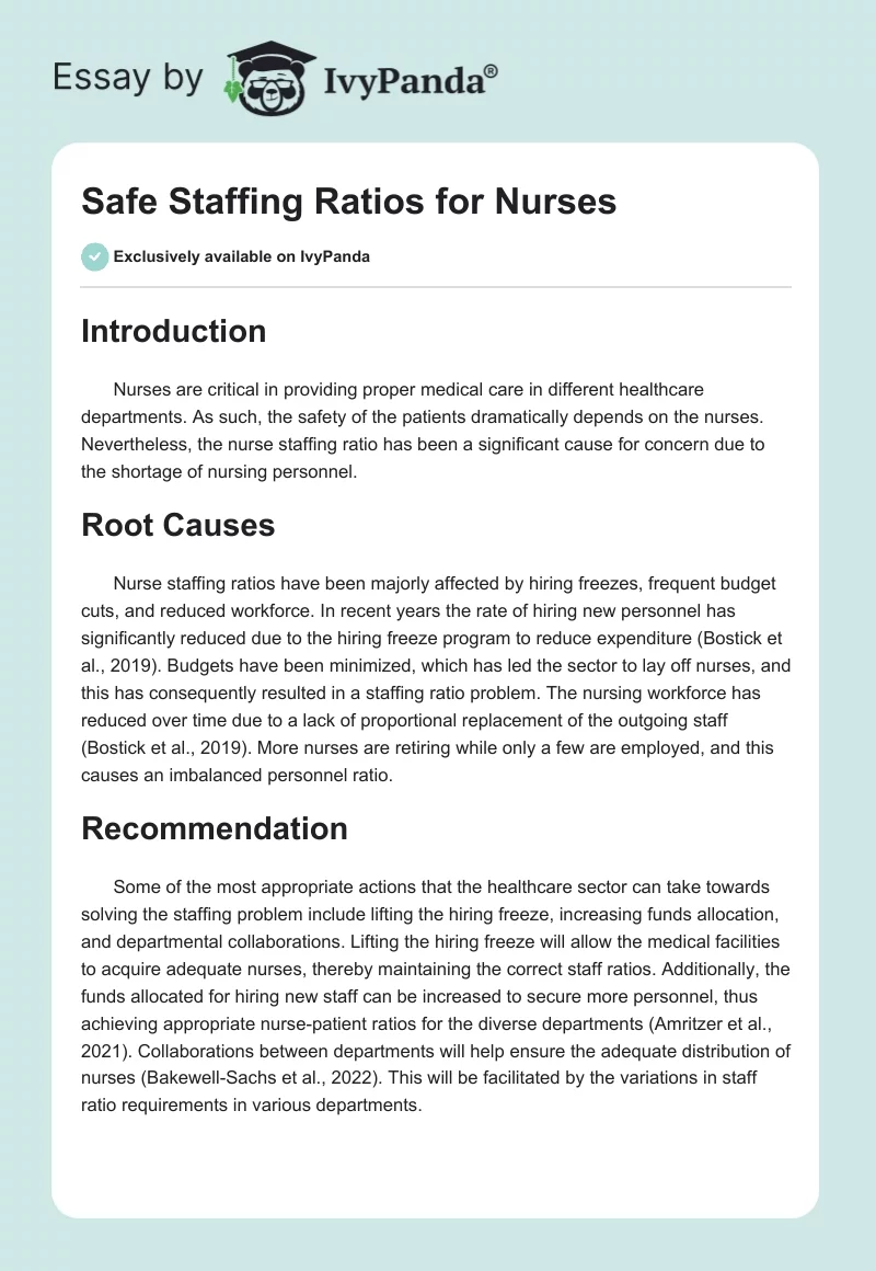 Safe Staffing Ratios for Nurses. Page 1