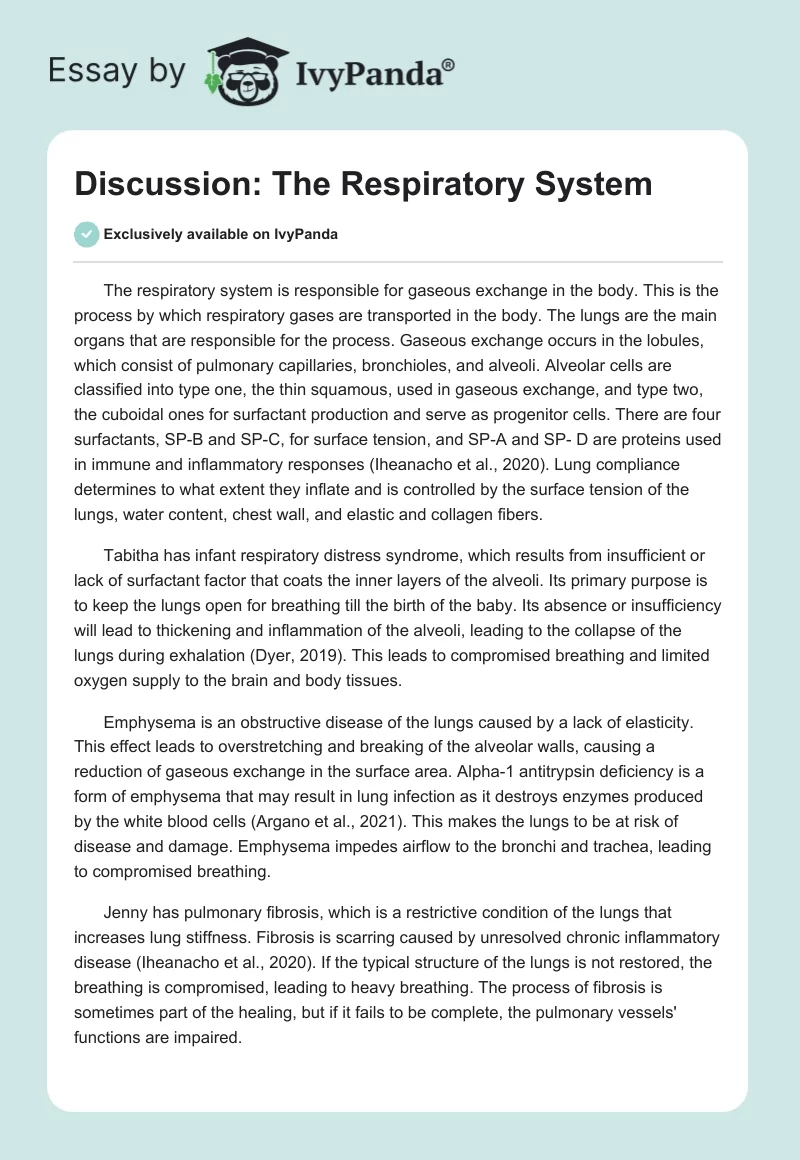 Discussion: The Respiratory System. Page 1