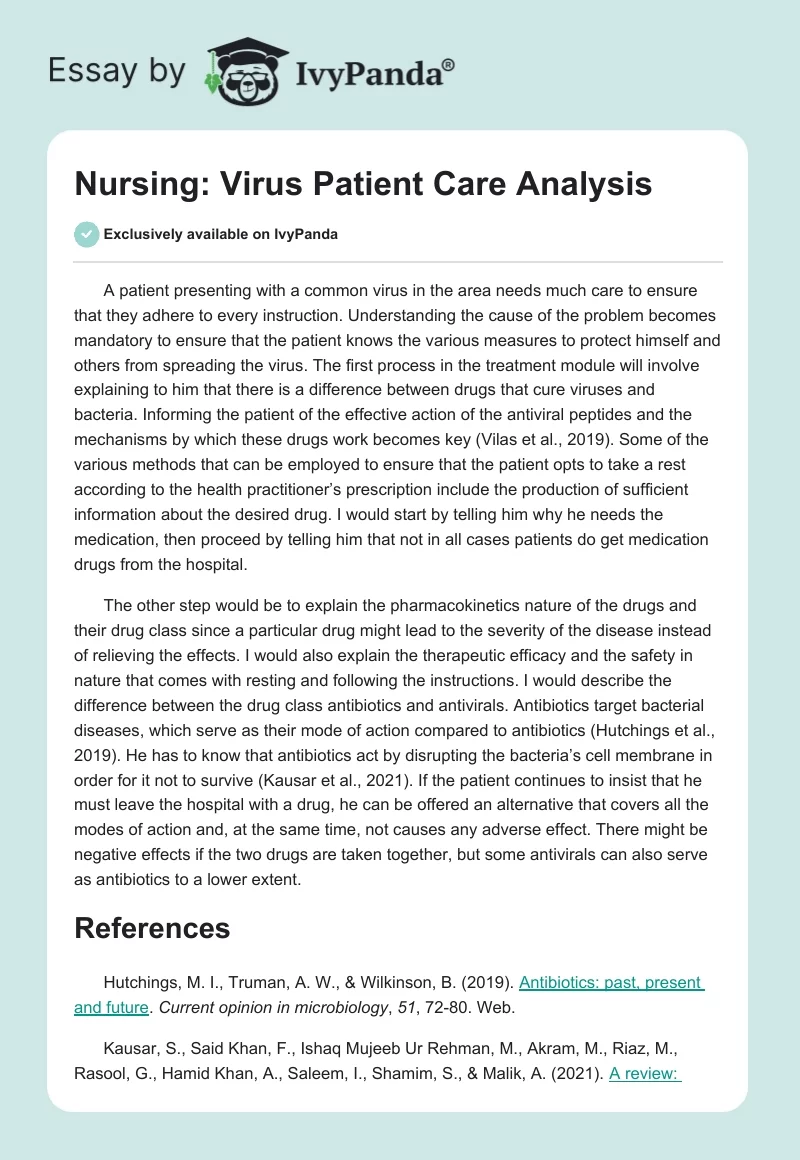 Nursing: Virus Patient Care Analysis. Page 1