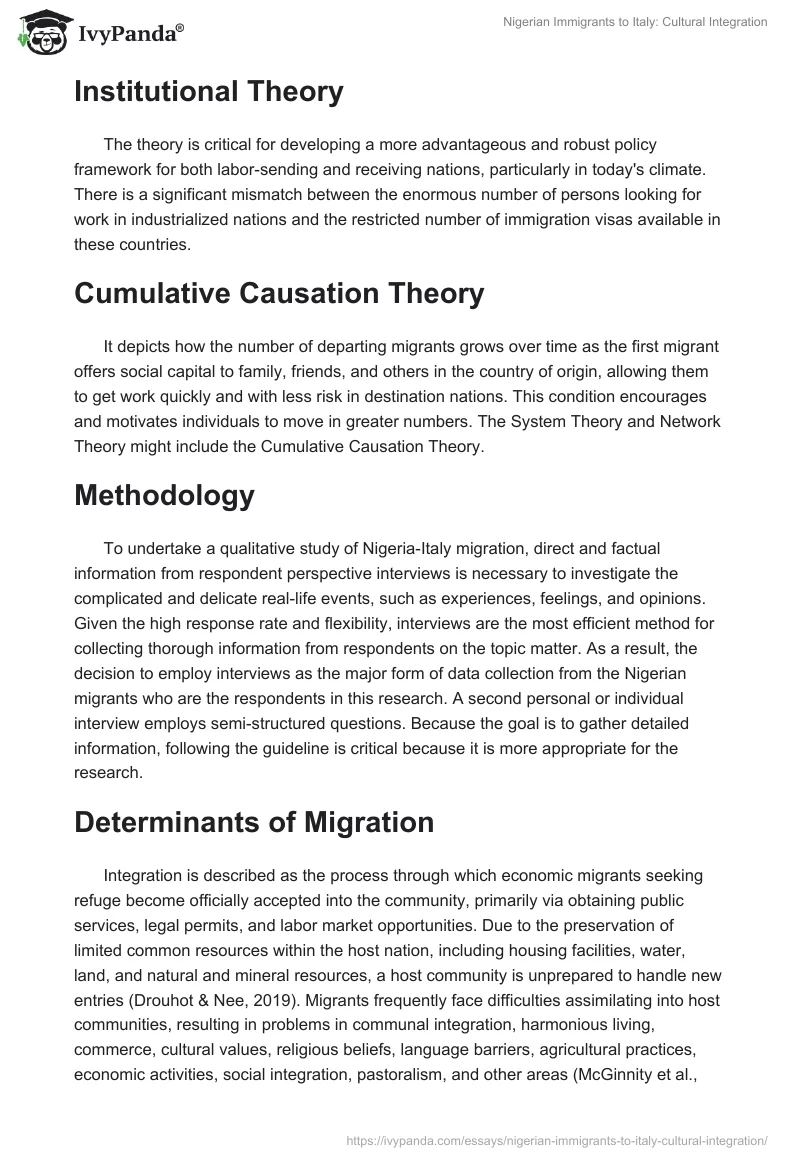 Nigerian Immigrants to Italy: Cultural Integration. Page 4