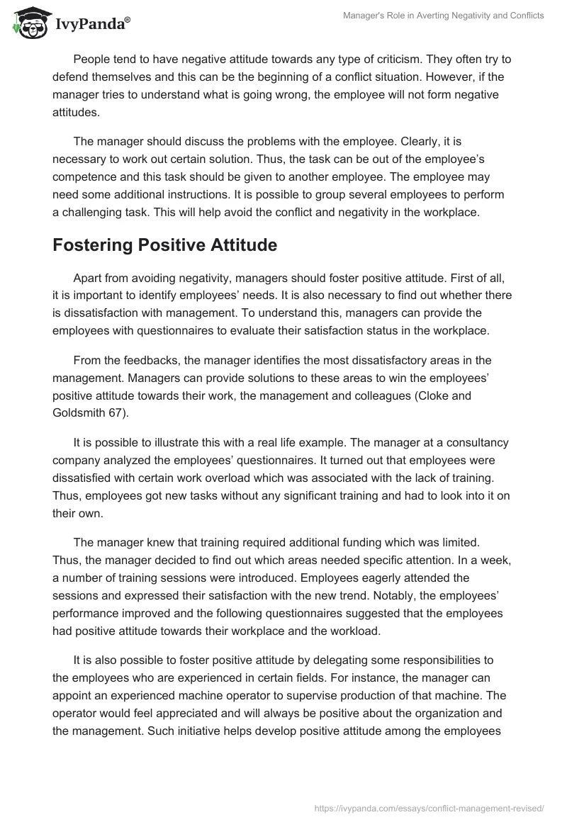 Manager's Role in Averting Negativity and Conflicts. Page 2