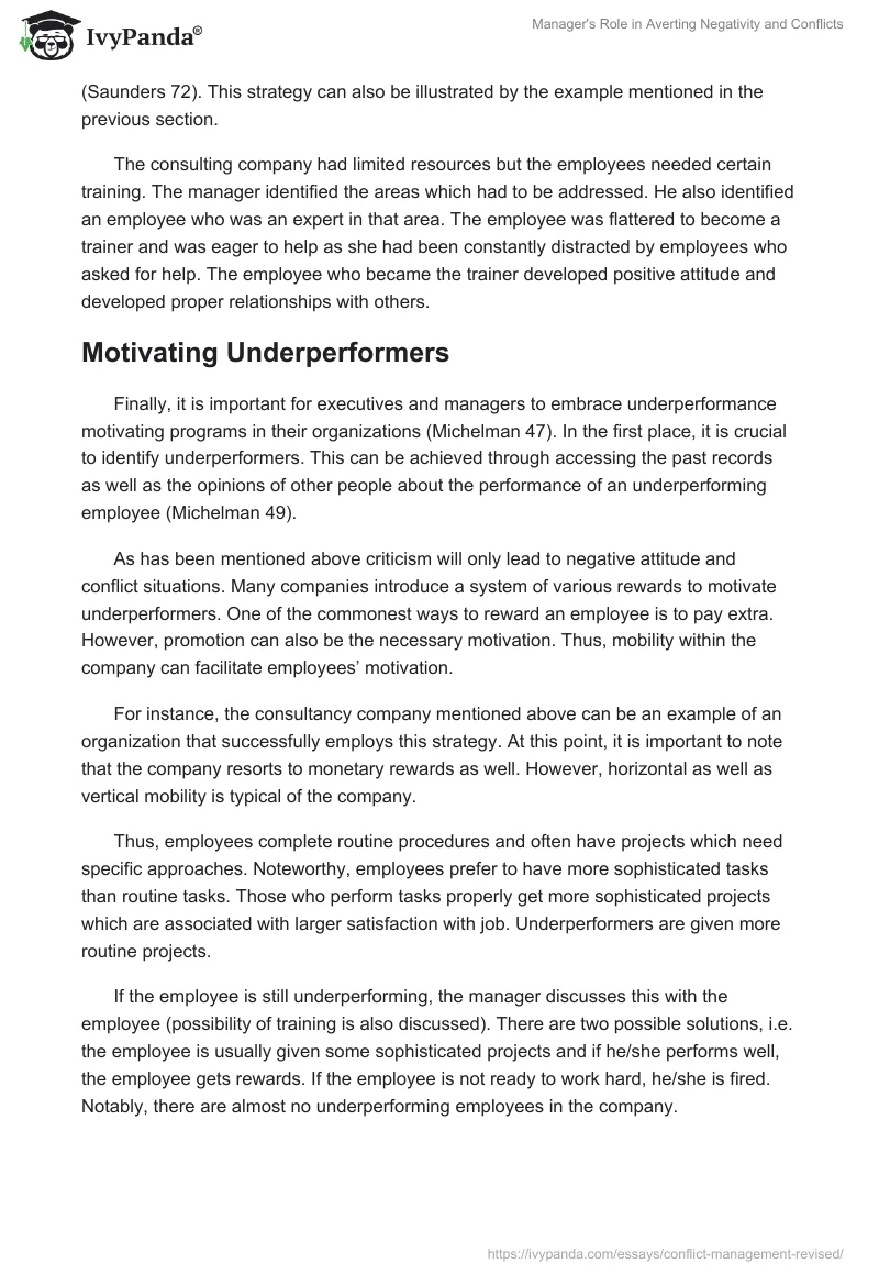 Manager's Role in Averting Negativity and Conflicts. Page 3