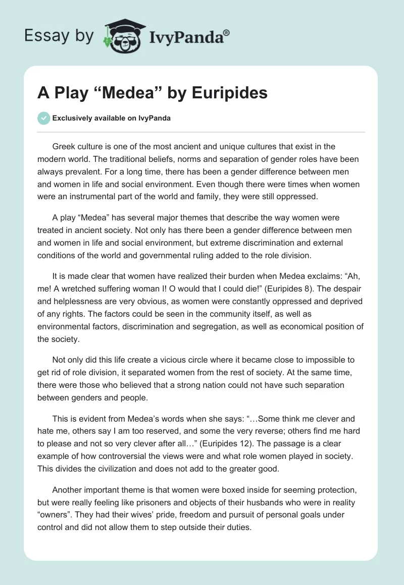 A Play “Medea” by Euripides. Page 1