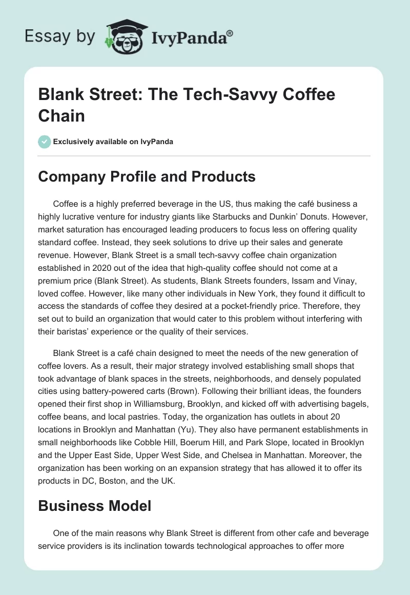 Blank Street: The Tech-Savvy Coffee Chain. Page 1