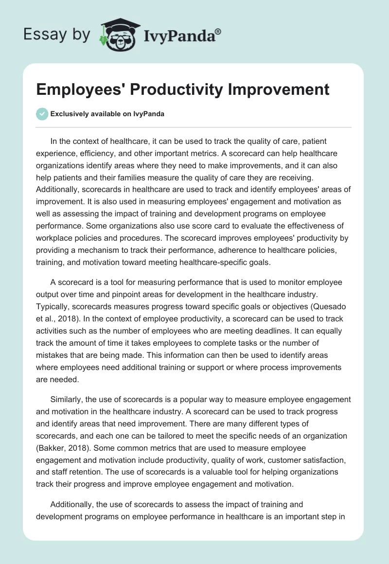 Employees' Productivity Improvement. Page 1
