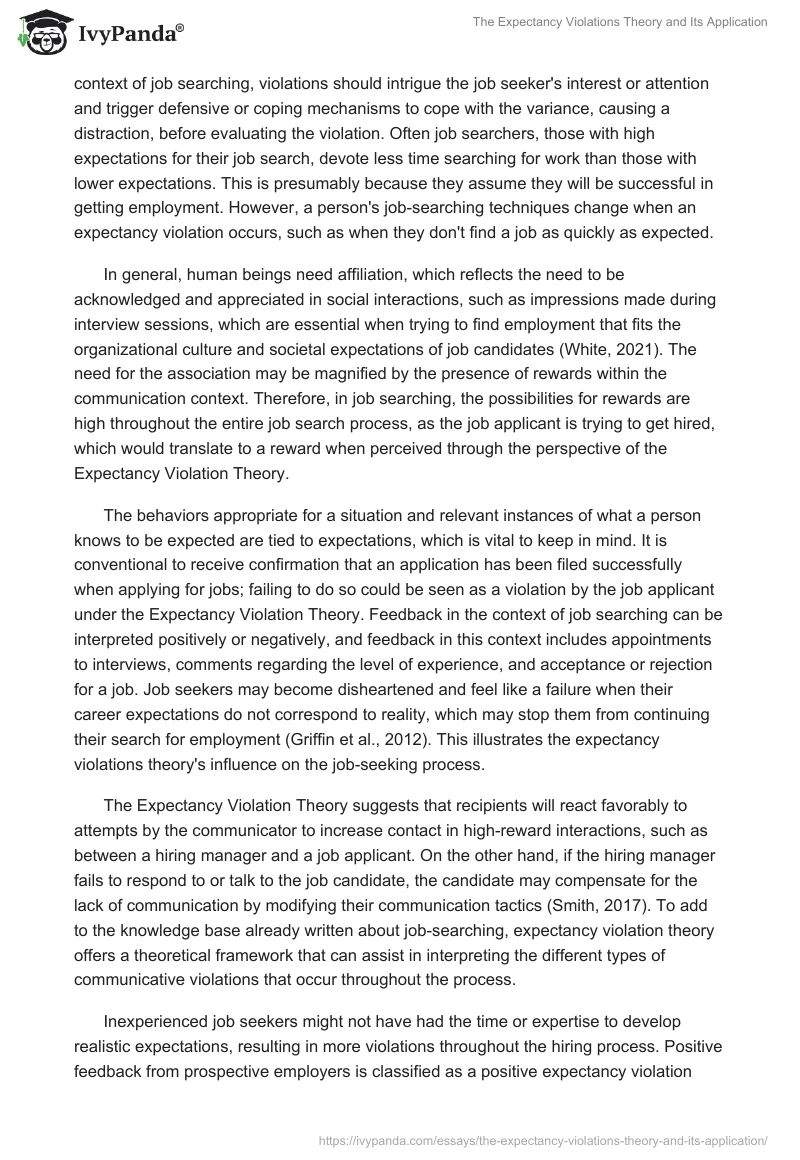 The Expectancy Violations Theory and Its Application. Page 2