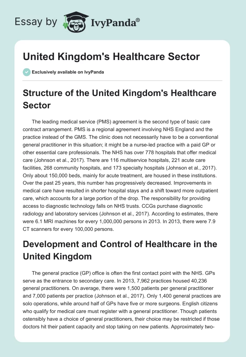 United Kingdom's Healthcare Sector. Page 1