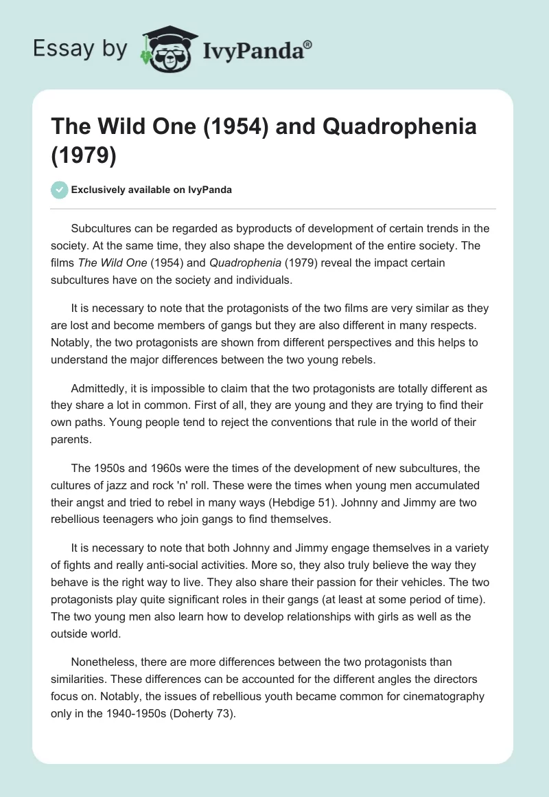 The Wild One (1954) and Quadrophenia (1979). Page 1