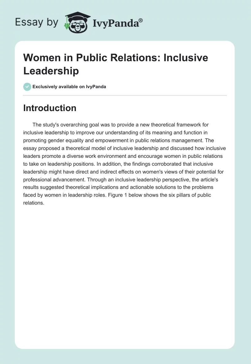 Women in Public Relations: Inclusive Leadership. Page 1