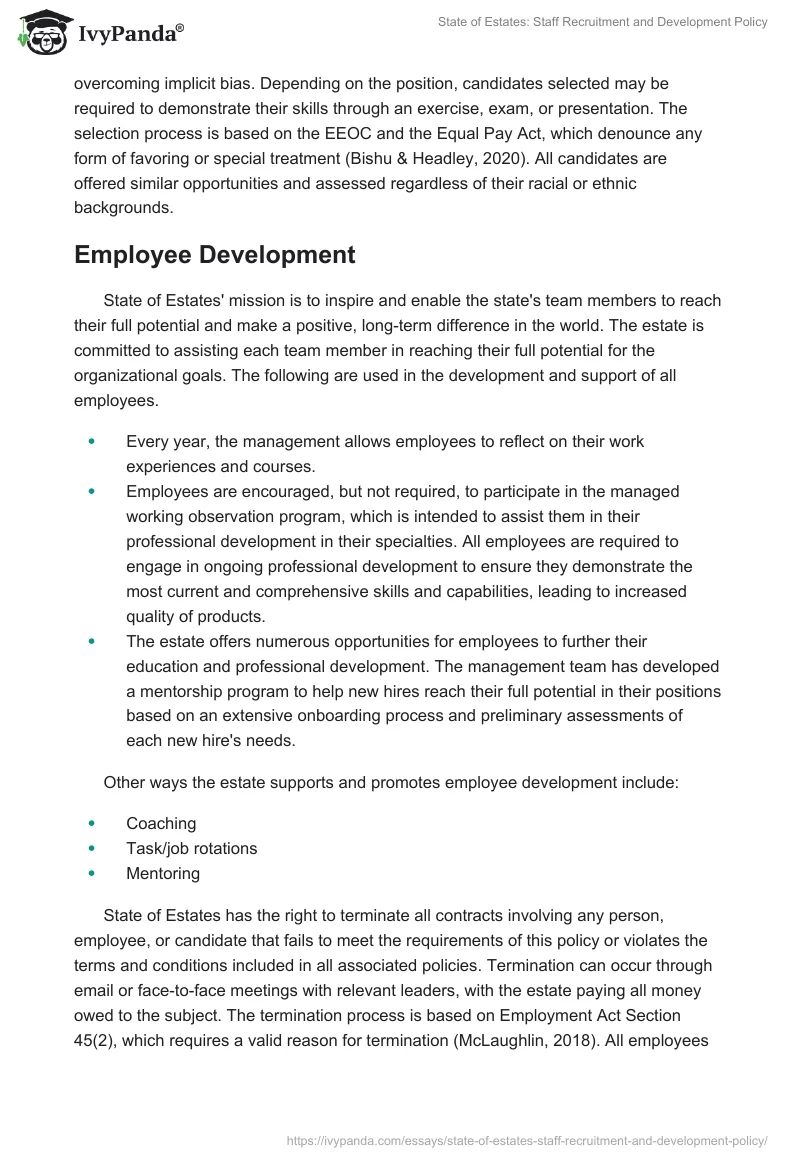 State of Estates: Staff Recruitment and Development Policy. Page 3