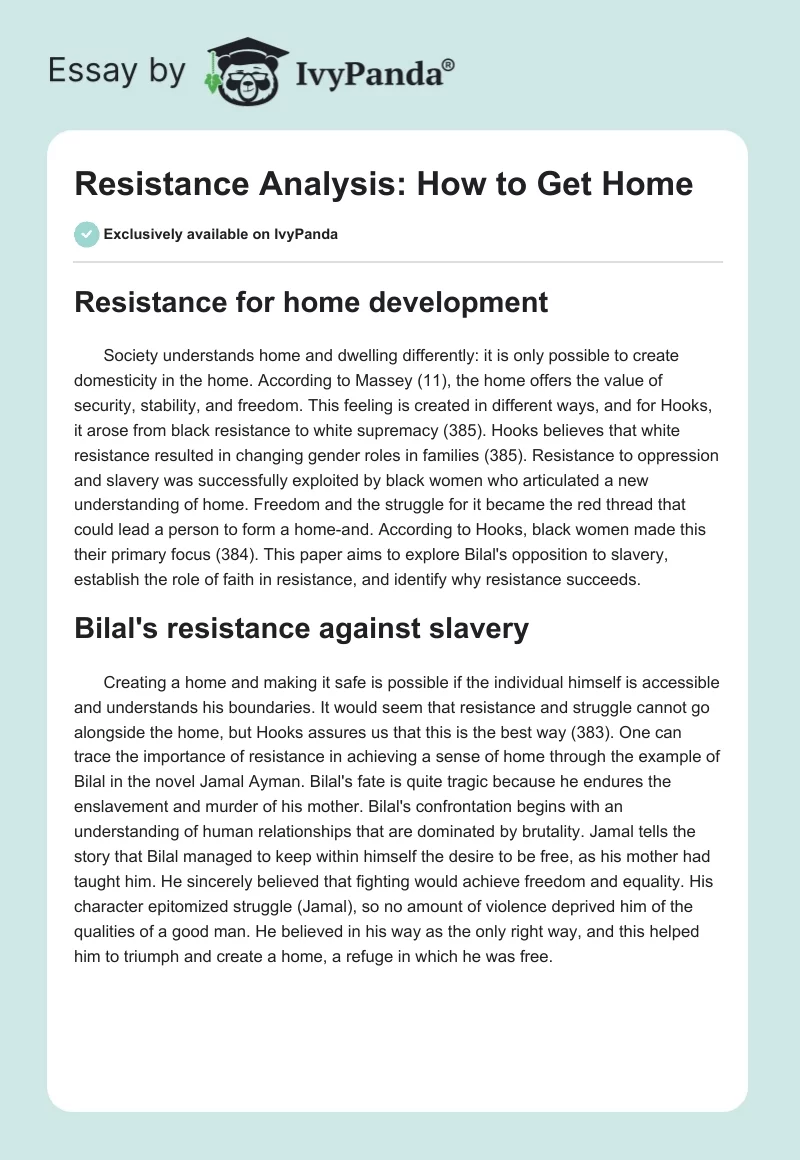 Resistance Analysis: How to Get Home. Page 1