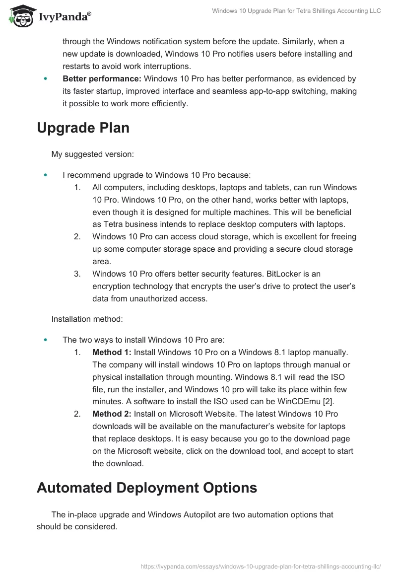 Windows 10 Upgrade Plan for Tetra Shillings Accounting LLC. Page 2
