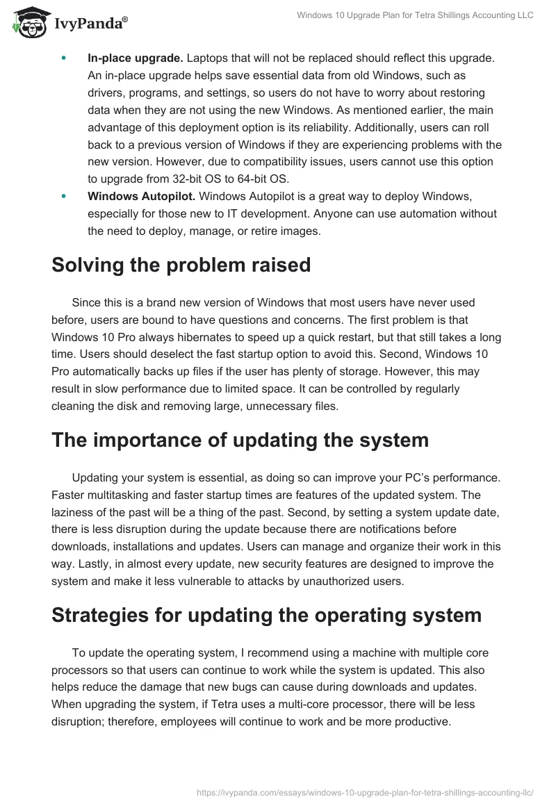 Windows 10 Upgrade Plan for Tetra Shillings Accounting LLC. Page 3