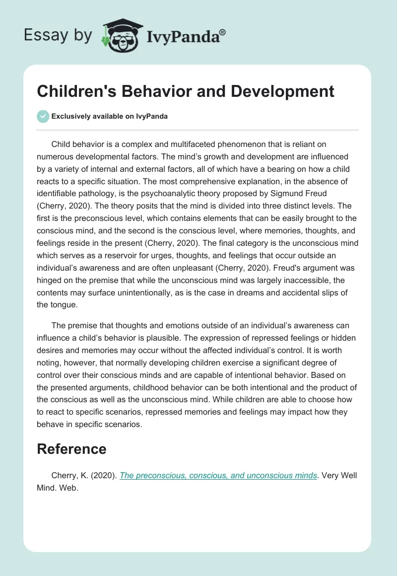 Children's Behavior and Development. Page 1