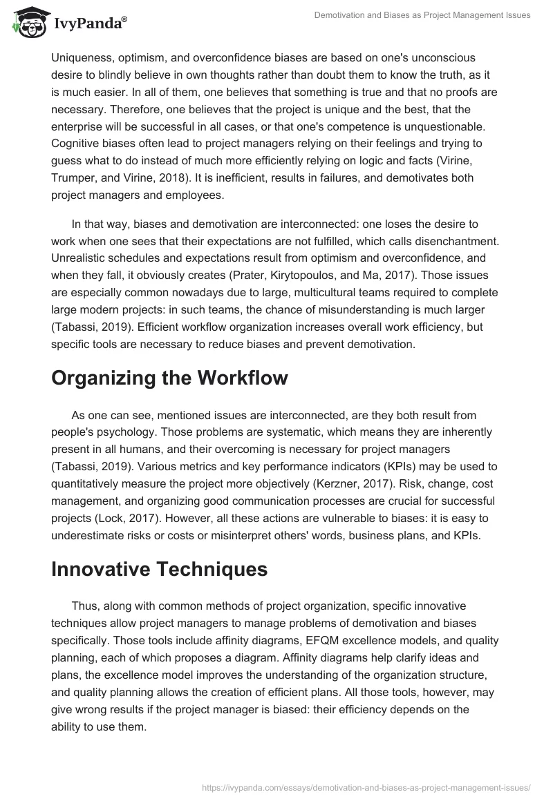 Demotivation and Biases as Project Management Issues. Page 2
