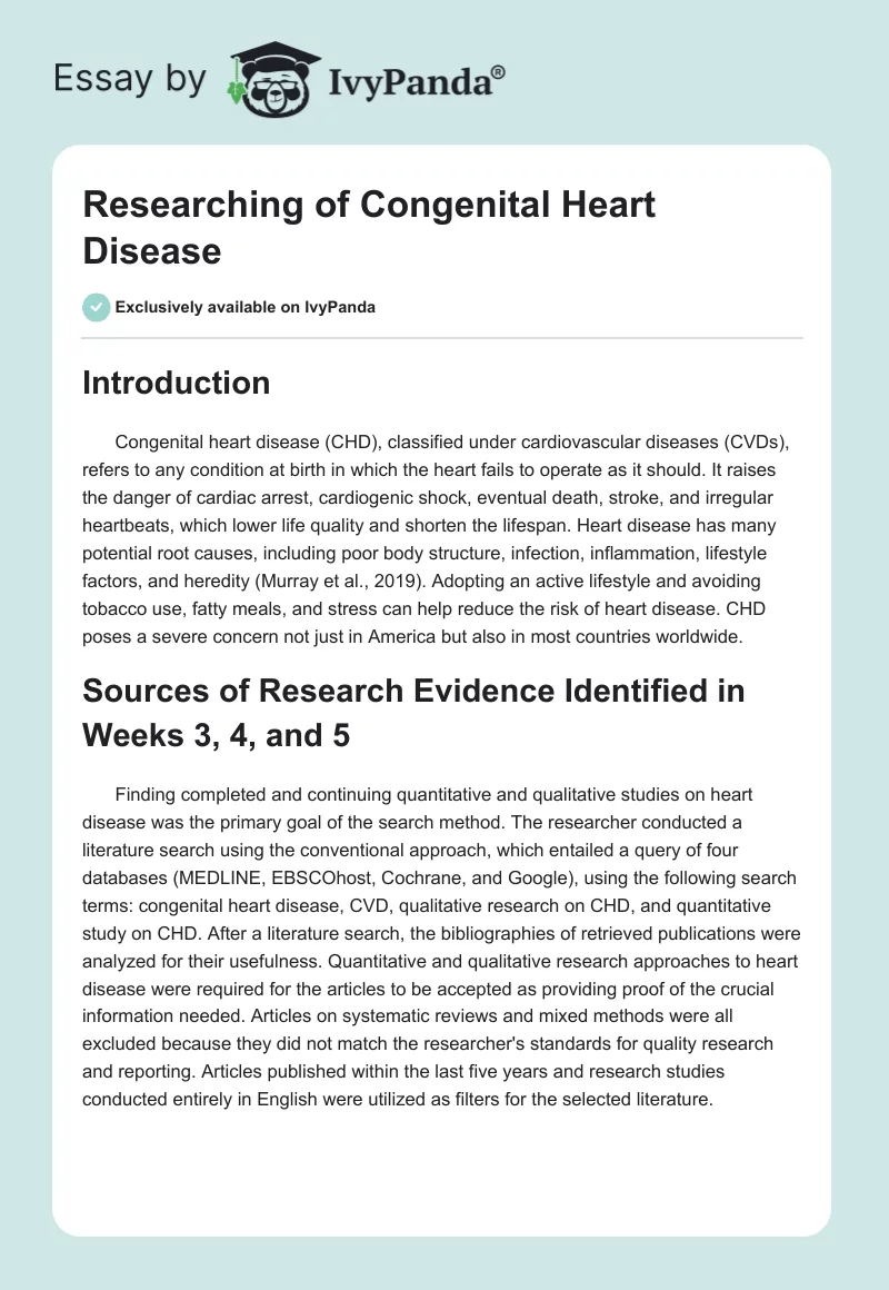 Researching of Congenital Heart Disease. Page 1