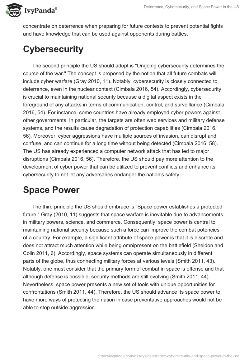 Deterrence, Cybersecurity, and Space Power in the US. Page 2