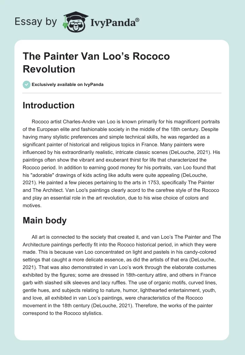 The Painter Van Loo’s Rococo Revolution. Page 1