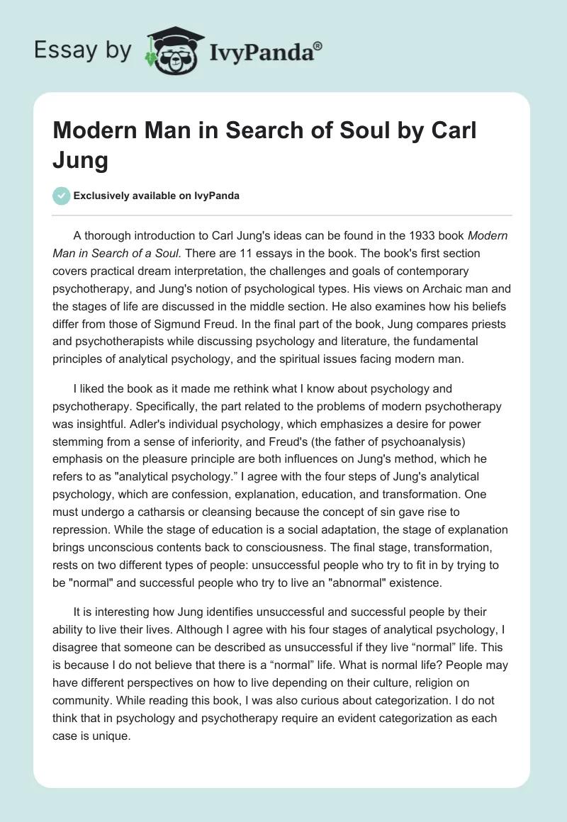 "Modern Man in Search of Soul" by Carl Jung. Page 1