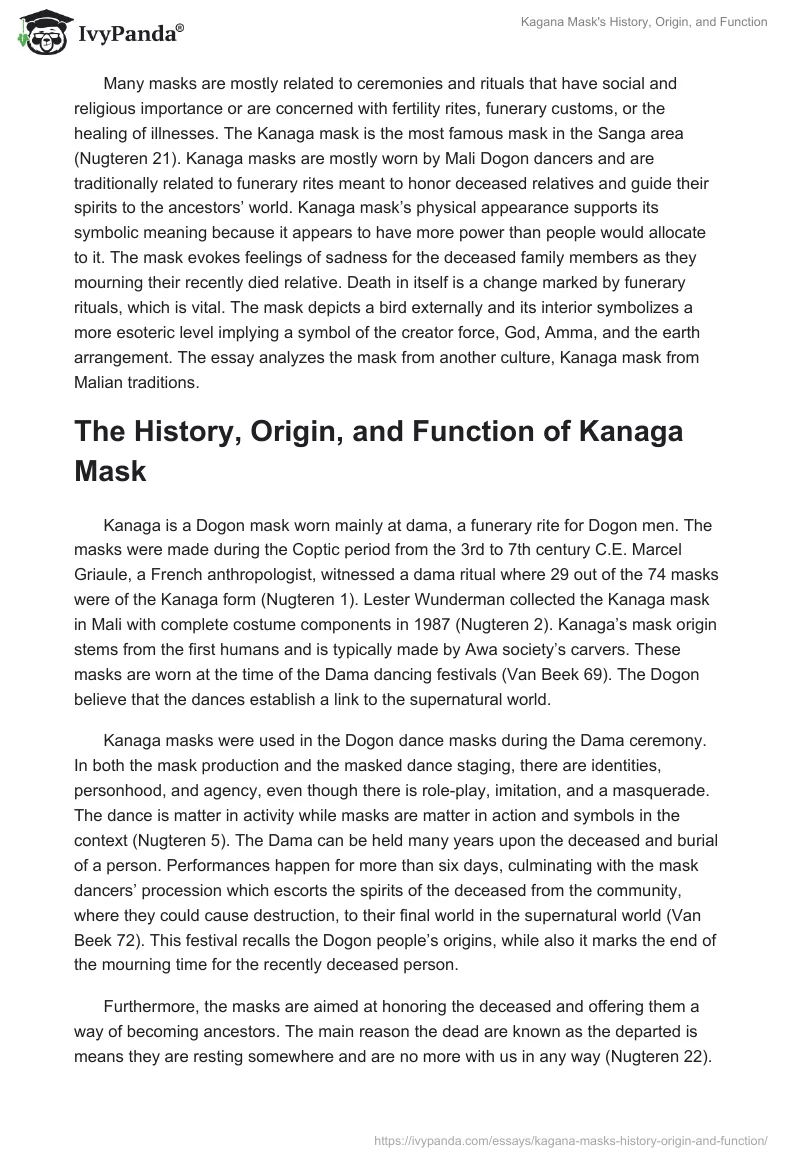 Kagana Mask's History, Origin, and Function. Page 3