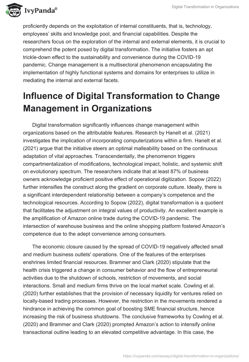 Digital Transformation in Organizations. Page 2