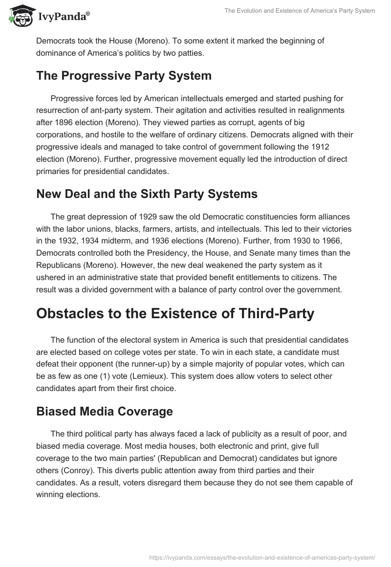The Evolution and Existence of America’s Party System. Page 2