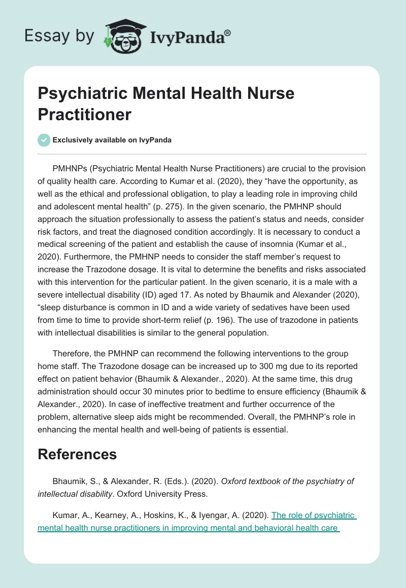 Psychiatric Mental Health Nurse Practitioner. Page 1