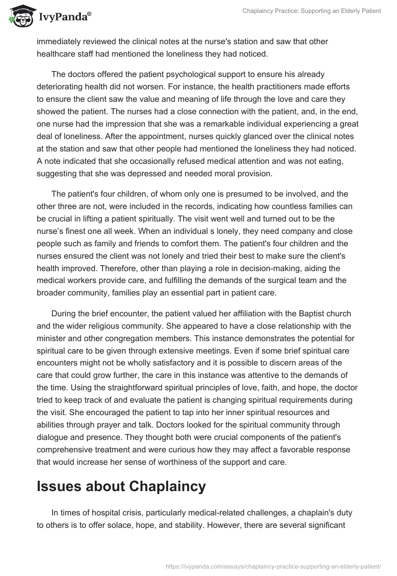 Chaplaincy Practice: Supporting an Elderly Patient. Page 5