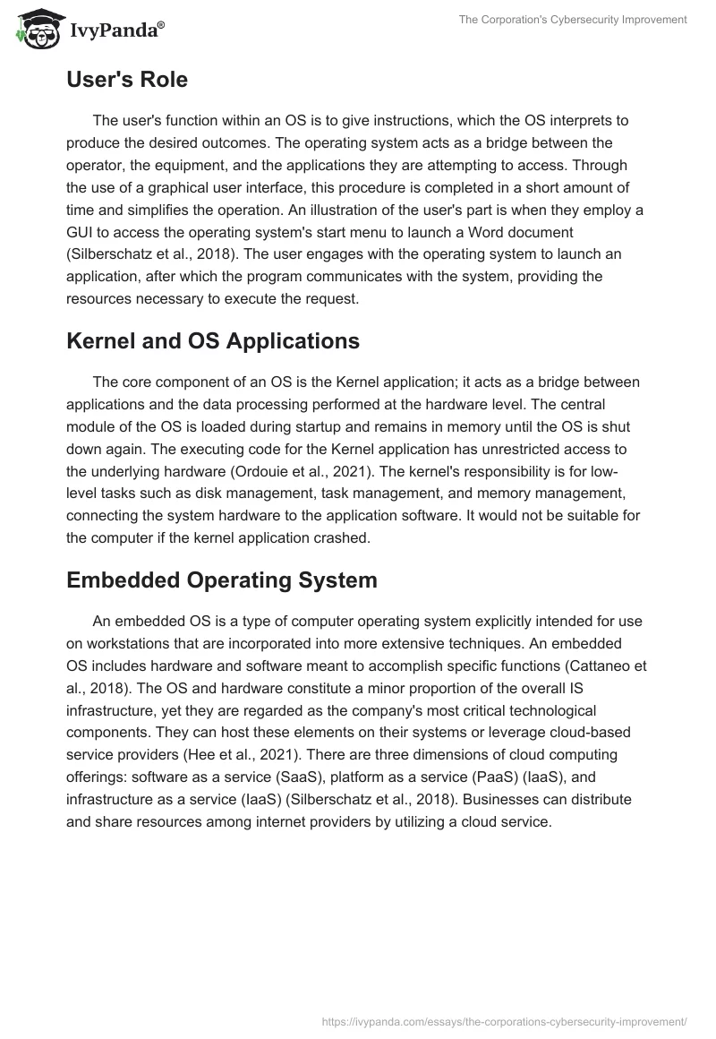 The Corporation's Cybersecurity Improvement. Page 2