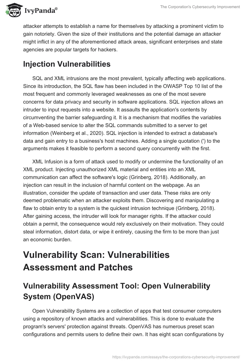 The Corporation's Cybersecurity Improvement. Page 5