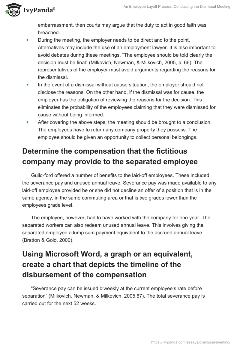 An Employee Layoff Process: Conducting the Dismissal Meeting. Page 4