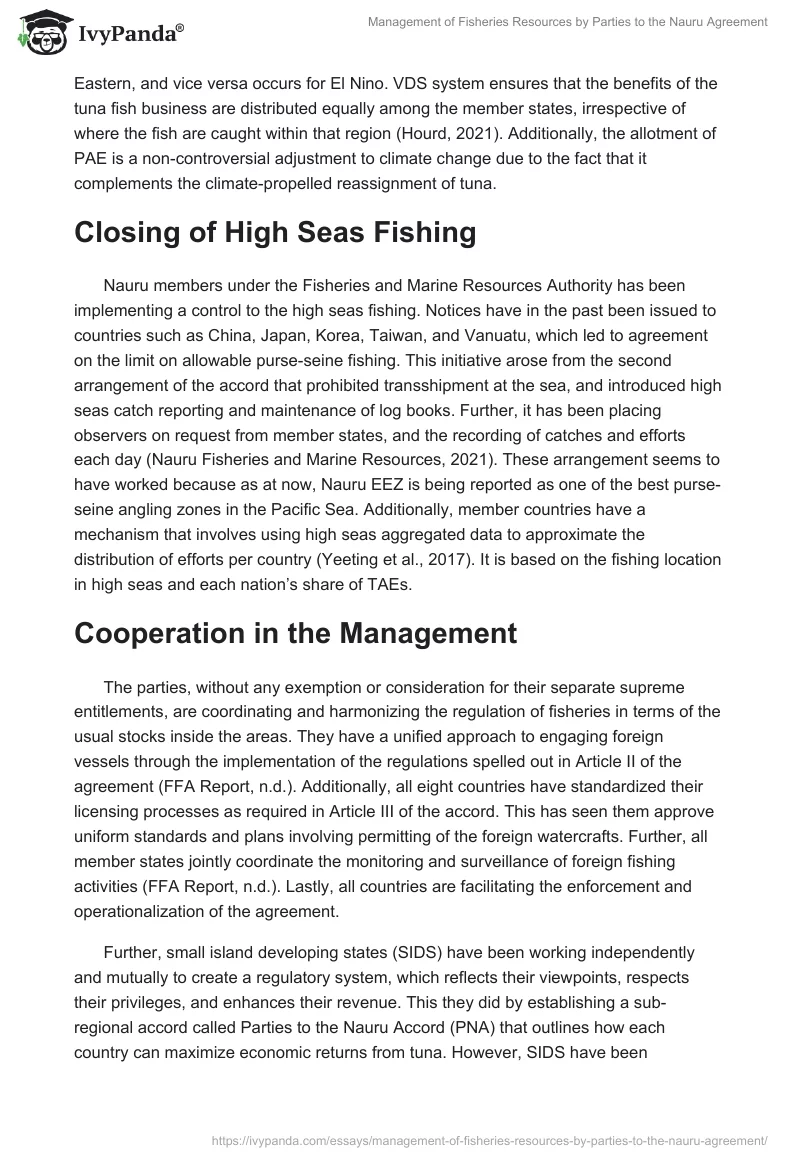 Management of Fisheries Resources by Parties to the Nauru Agreement. Page 2