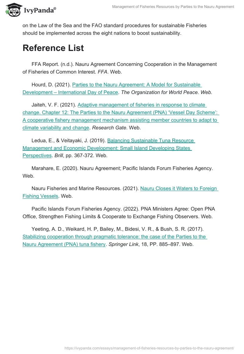 Management of Fisheries Resources by Parties to the Nauru Agreement. Page 4