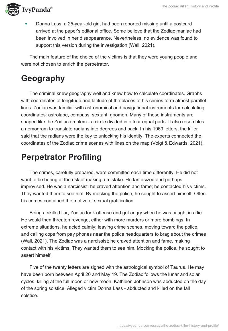 The Zodiac Killer: History and Profile. Page 2