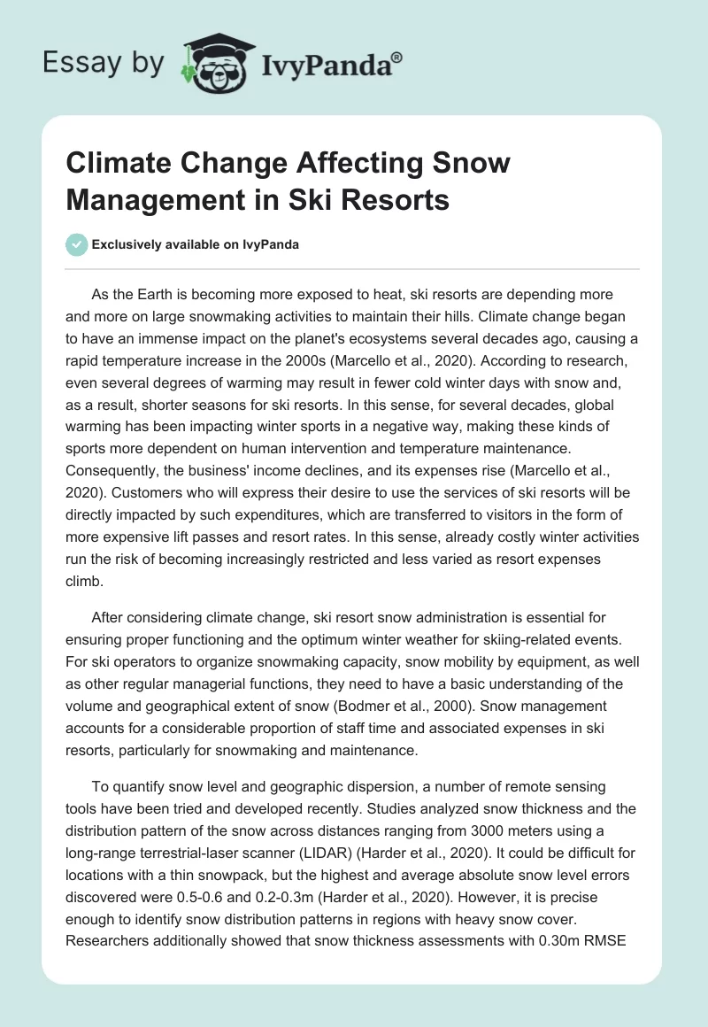Climate Change Affecting Snow Management in Ski Resorts. Page 1