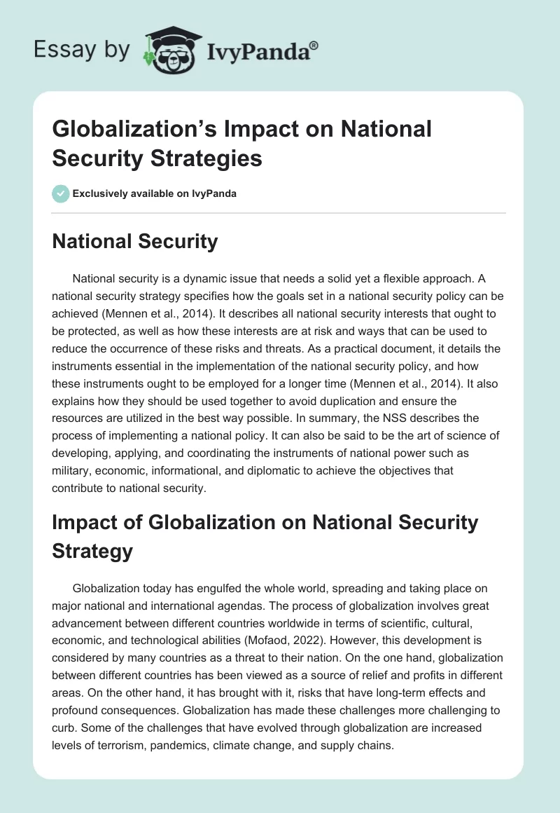 Globalization’s Impact on National Security Strategies. Page 1
