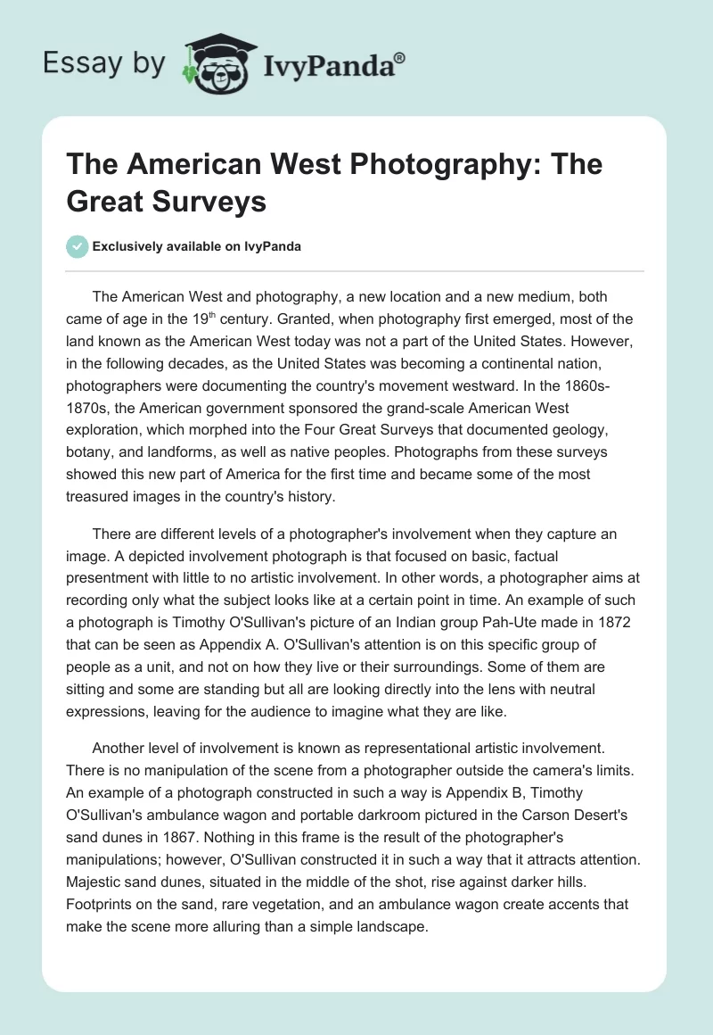 The American West Photography: The Great Surveys. Page 1