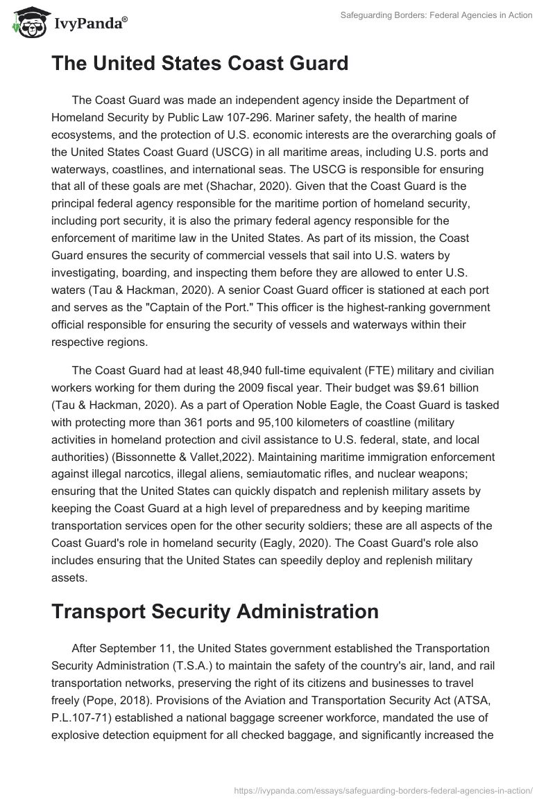 Safeguarding Borders: Federal Agencies in Action. Page 5