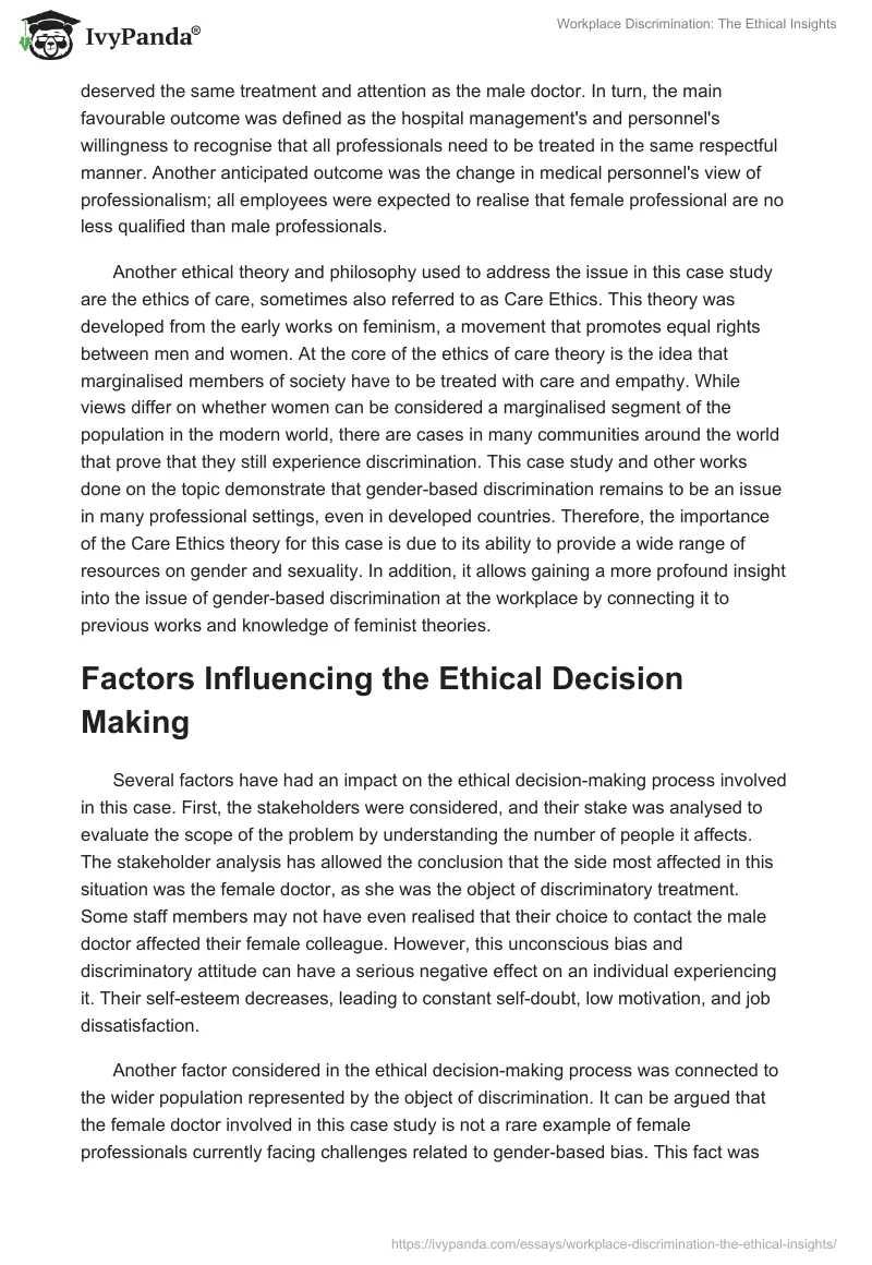 Workplace Discrimination: The Ethical Insights. Page 5