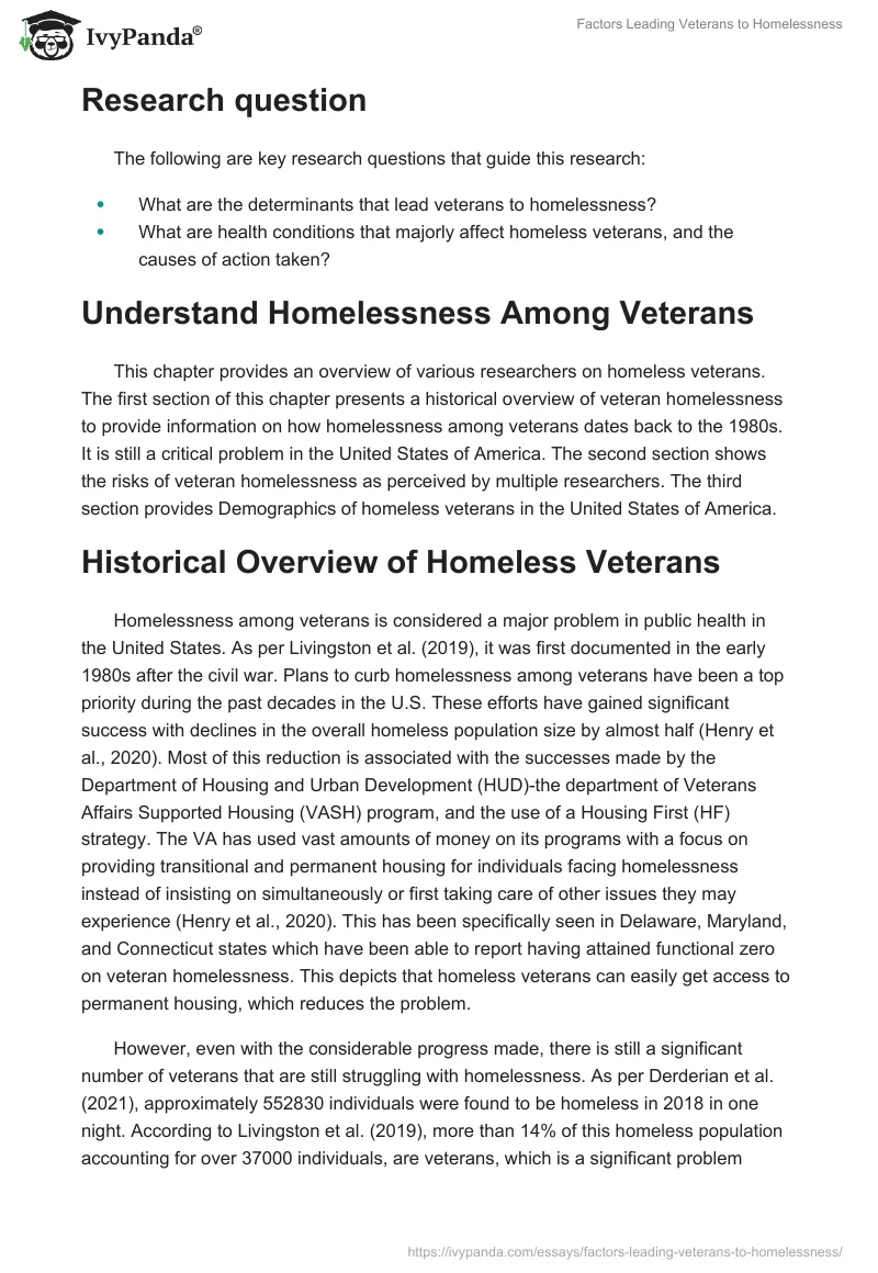 Factors Leading Veterans to Homelessness. Page 5