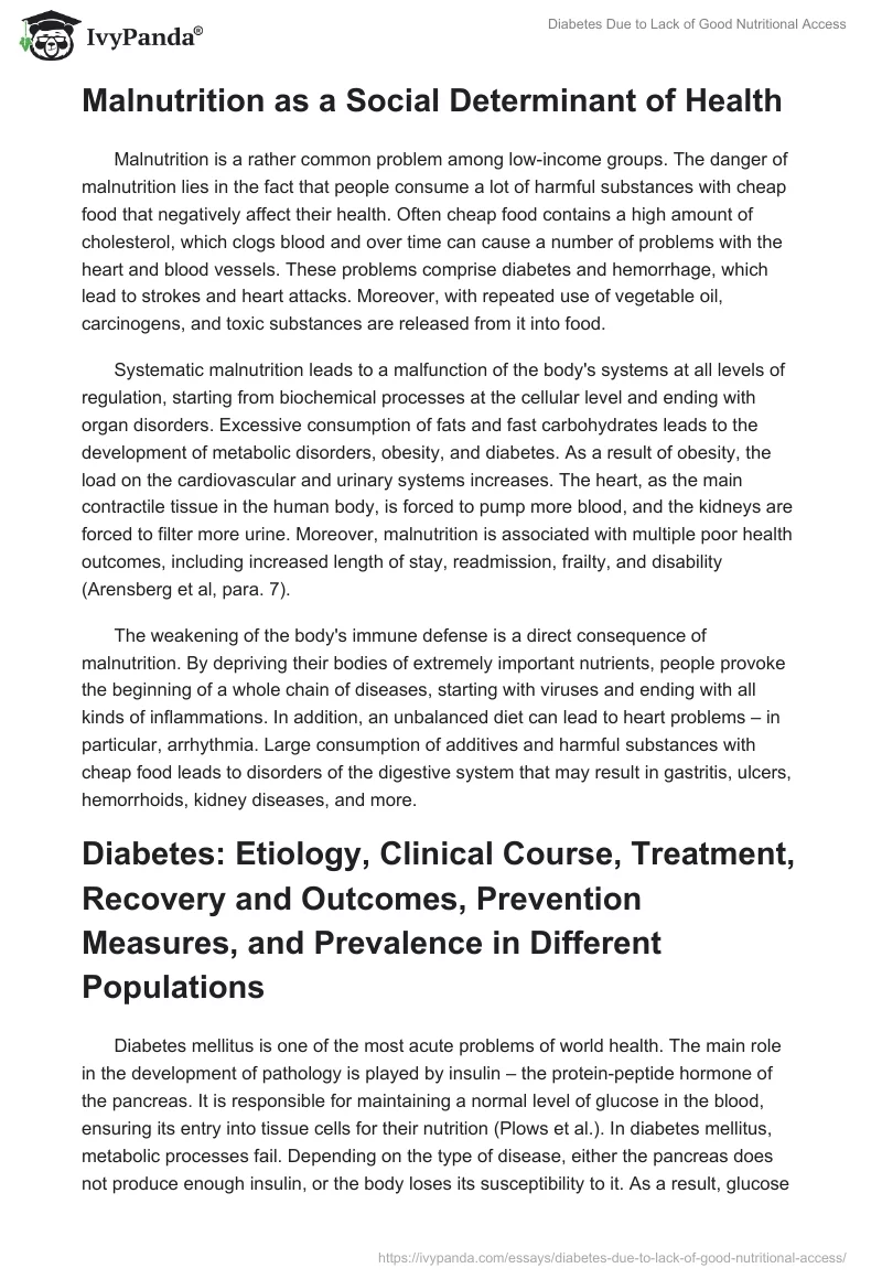 Diabetes Due to Lack of Good Nutritional Access. Page 2