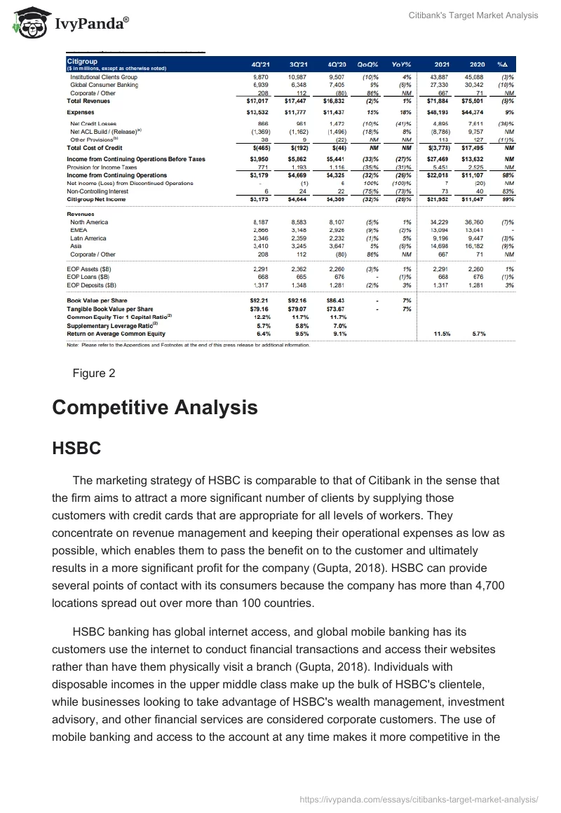 Citibank's Target Market Analysis. Page 4
