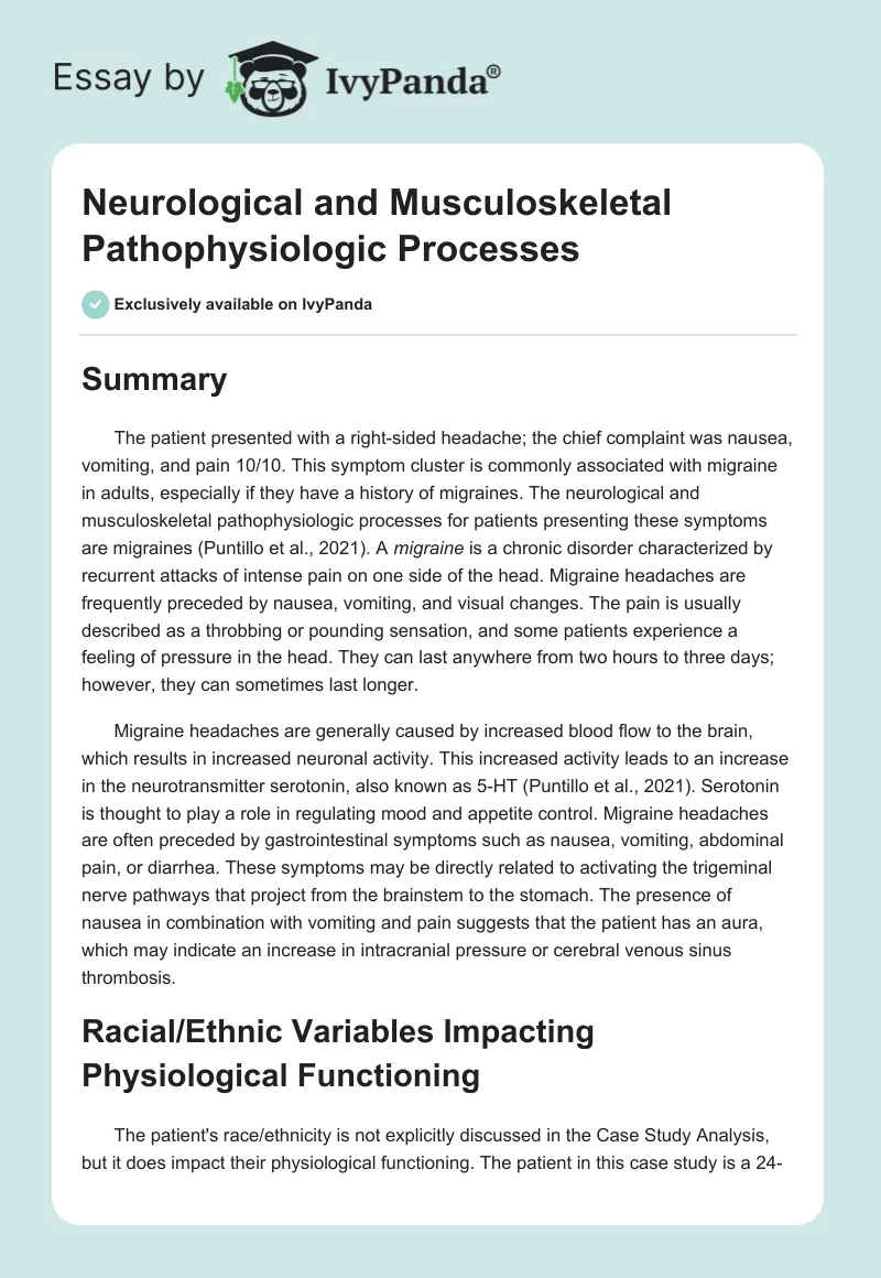 Neurological and Musculoskeletal Pathophysiologic Processes. Page 1