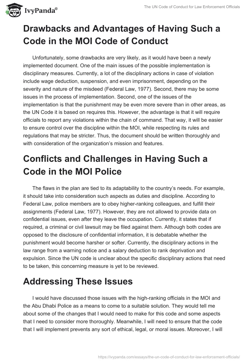 The UN Code of Conduct for Law Enforcement Officials. Page 2