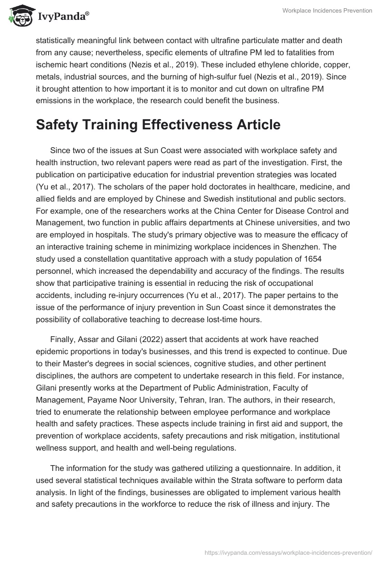 Workplace Incidences Prevention. Page 2